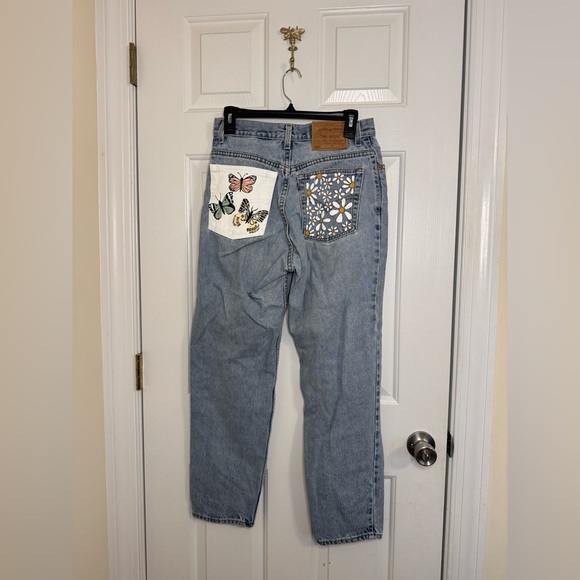 Levi’s jean 550 relaxed fit size 10 vintage jeans blue white - Picture 1 of 6